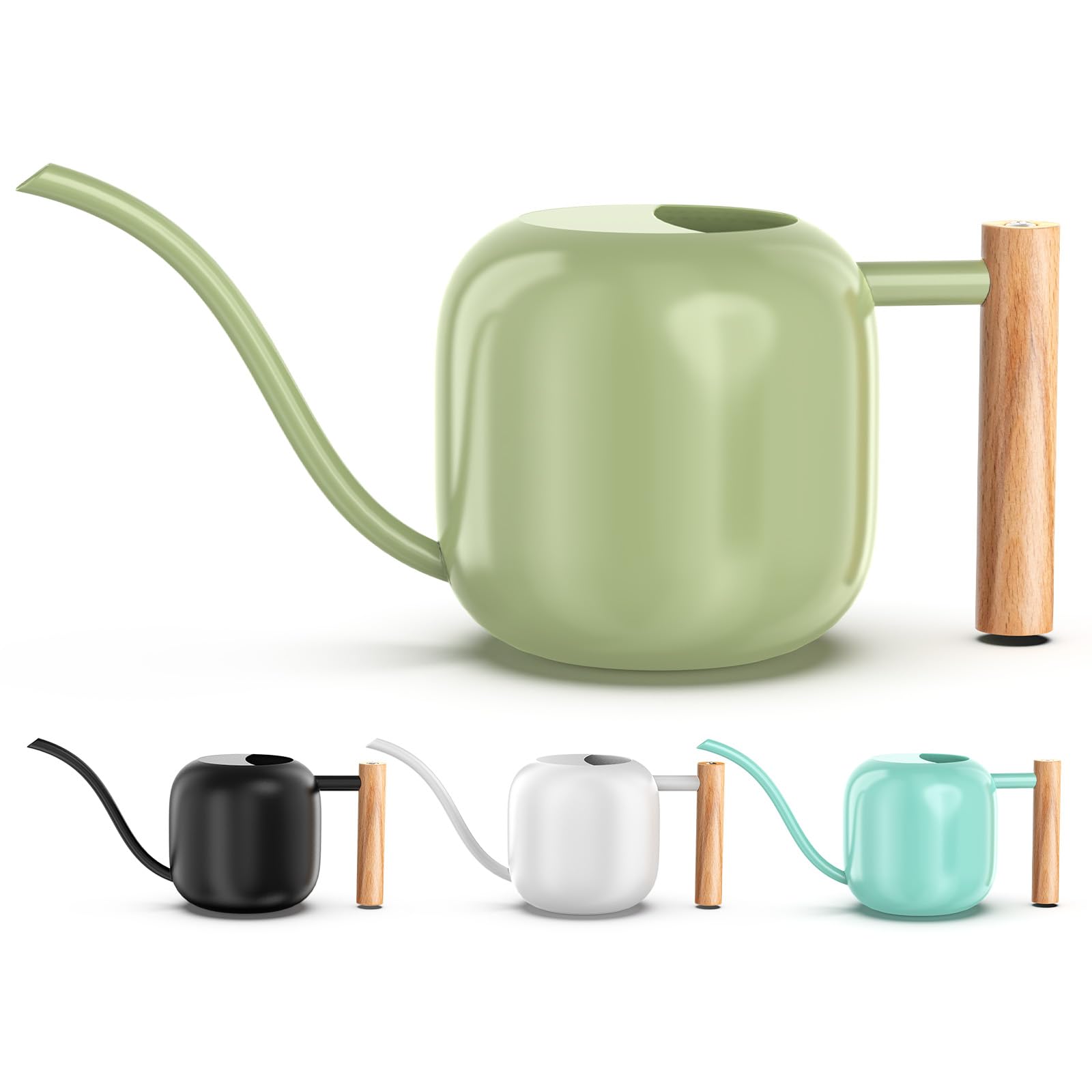 Green Moon Watering Can Indoor Plants 1.2L/41oz Sage Green Water Can Indoor Metal Small Water Can Pot with Long Spout for House Bonsai Plants Garden Flower Decorative