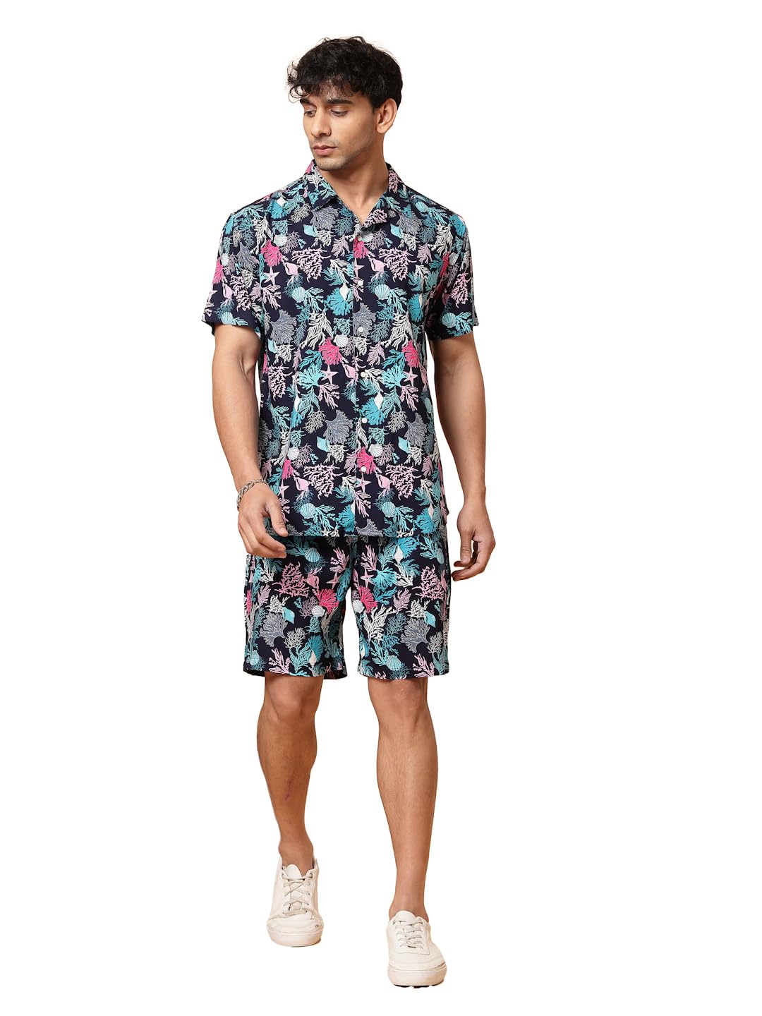 rigo Printed Co-Ord Set for Men's | Casual Shirt & Shorts Night Suit Set | Lounge-wear Nightdress Pajama Set for Men's | Night Wear, Beach Wear, Vacation Wear Outfit-picture-25