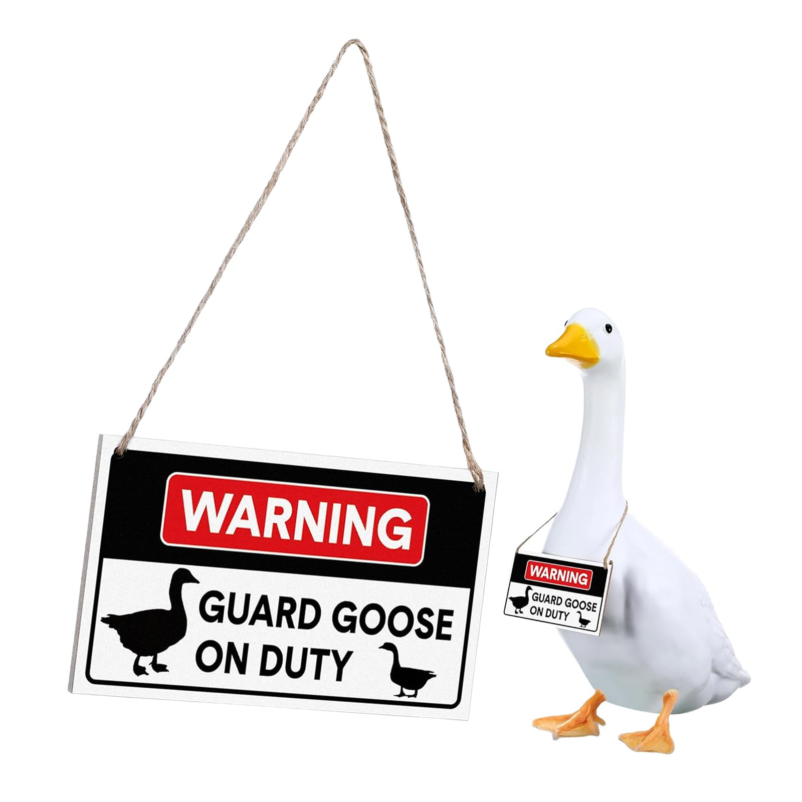 Guard Geese on Duty Wood Sign Pine Warning Plaques for Patio & Entryway Decor Door Signs