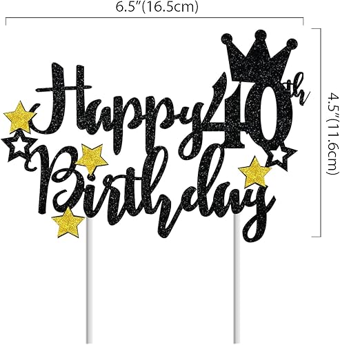 Miniatura 8 de Decoración para tartas de feliz 60 cumpleaños, estrella negra con purpurina 60 y fabulosa selección para pastel de cumpleaños 60, aniversario,