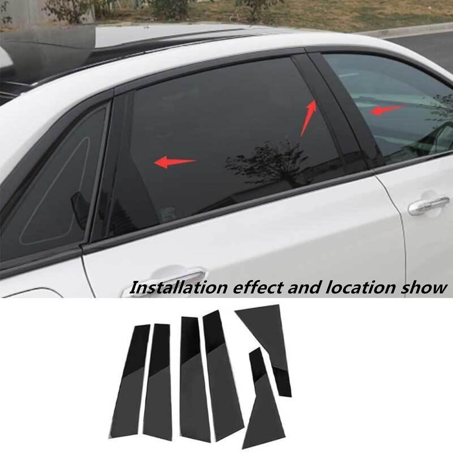 GXARTS 6Pcs Glossy Black Window Pillar Posts Vinyl Stickers Trim Cover Kit Decal Fit for Cadillac CT6 2016-2020 Decal Trim Exterior Door Window Door Cover Panel Trim Stickers Front Rear Left Right