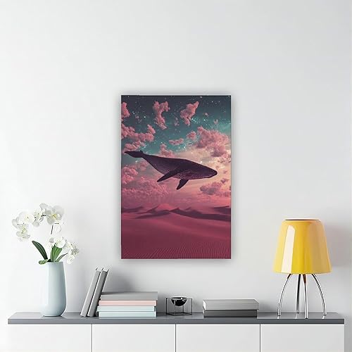 Miniatura 6 de Surreal Synthwave Whale Wall Art Dreamy Vaporwave Poster Modern Abstract Canvas Print for Bedroom & Living Room Canvas Art Poster And Wall Art