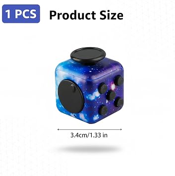 Fidget Cube Stress Relief Toy, 6-Sided Cubes Pressure Reducer, Multi-Functional Anti-Anxiety Sensory Desk Toy, Suitable for Office, Home(Starry Sky Purple)