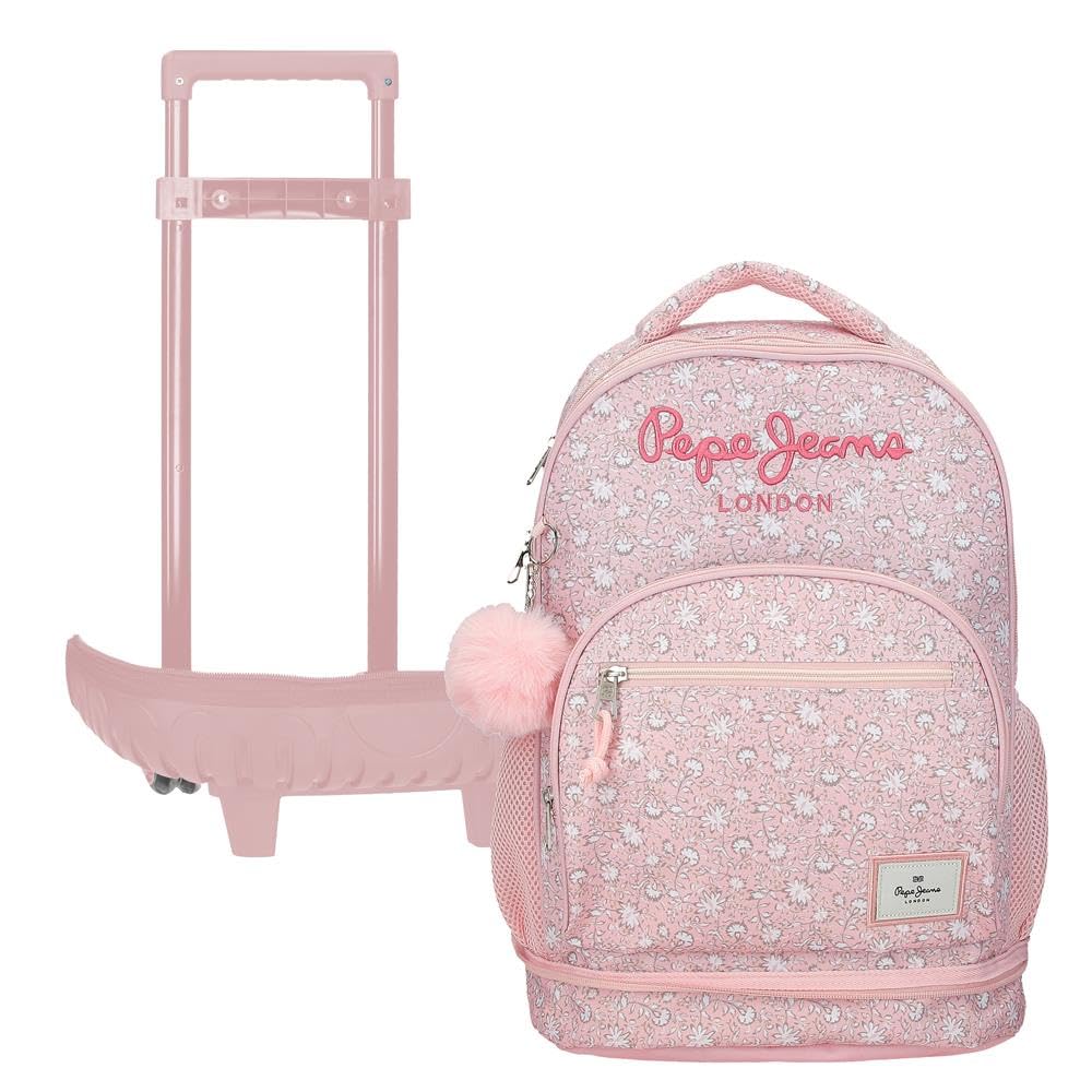 Pepe Jeans MIA Zaino Compatto Staccabile 2 Ruote Rosa Chiaro 32x45x21 cm Poliestere 30.2L di Joumma Bags