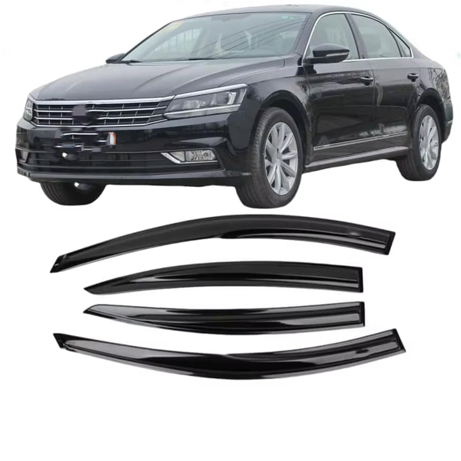 Deflecteur vitre voiture pour VW Passat Sedan 2011-2018 : lot de 4 deflecteurs de vent et pluie