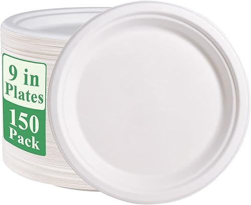 Miniatura 9 de Vplus 125 Pack 6 inch Paper Plates 100% Compostable Plates Heavy-Duty Disposable Small Paper Plates Bagasse Natural Biodegradable Eco-Friendly