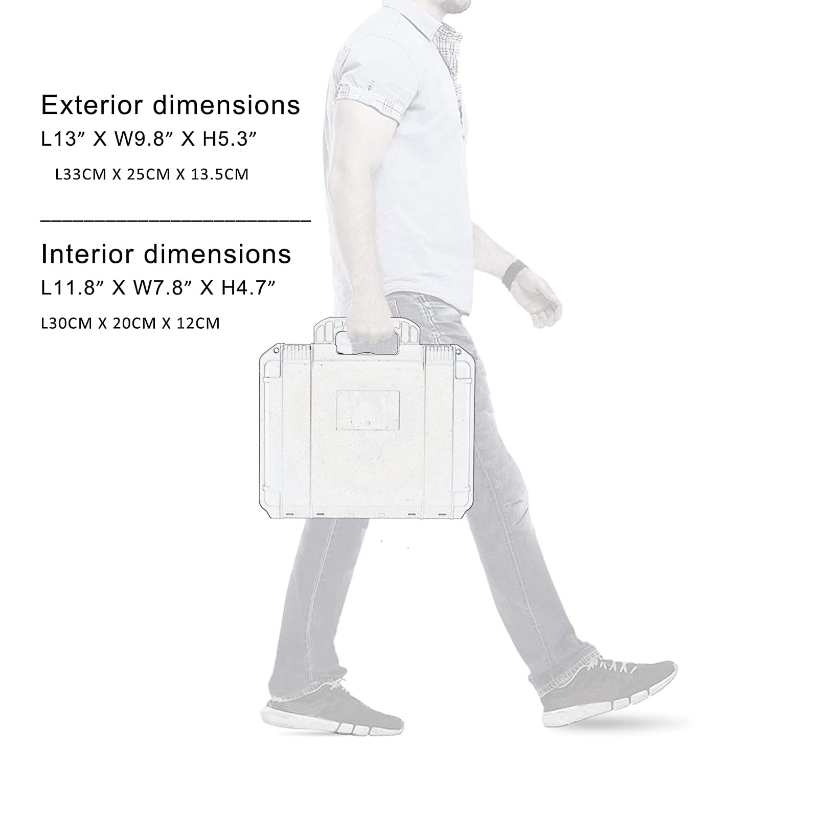 Funda rígida resistente a la intemperie / a prueba de golpes IP67 con espuma personalizable para pistola, GoPro, accesorios para cámara, equipamiento, electrónica y equipos, negro