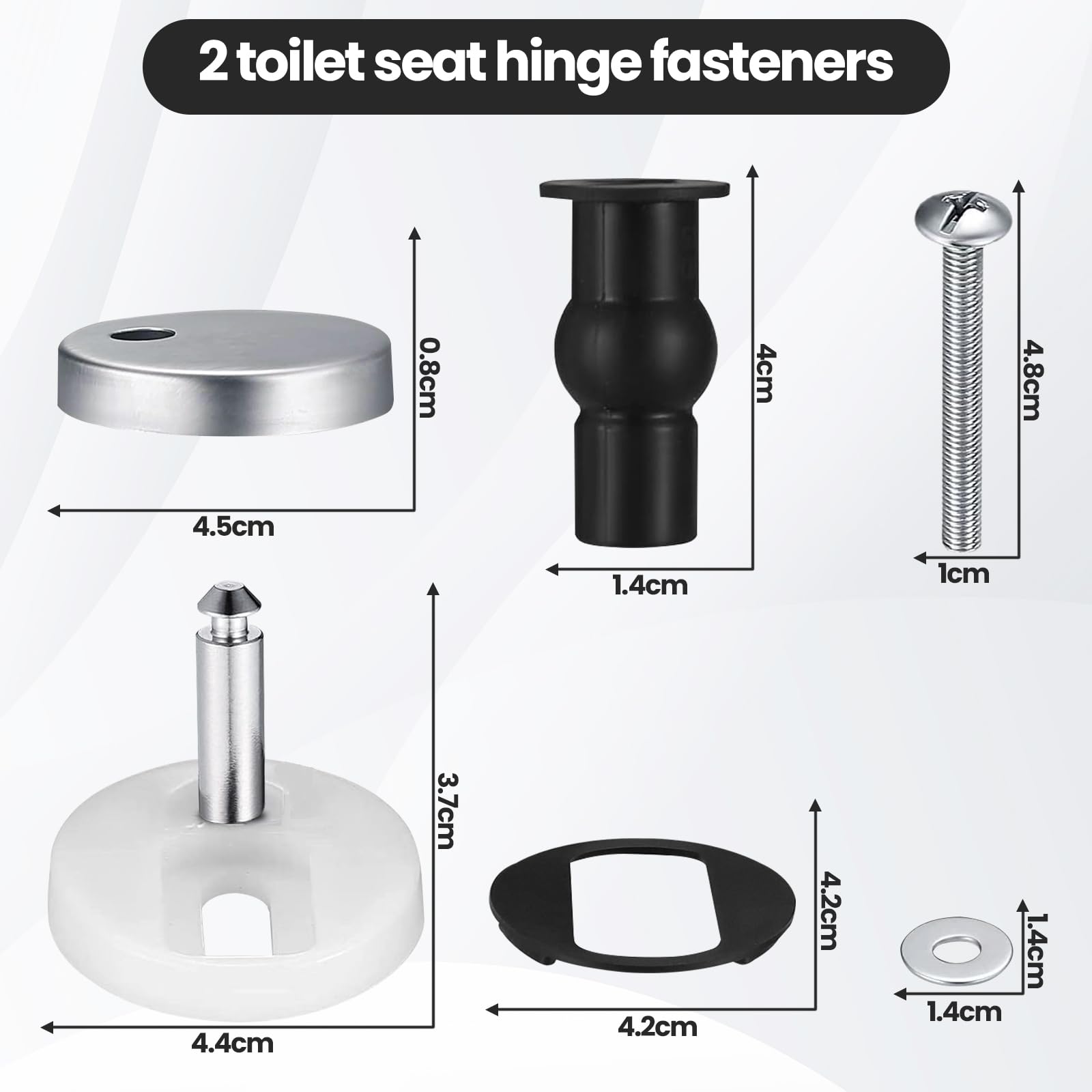 2 Viti Per Sedile WC - Cerniere Di Ricambio In Acciaio Inox E Gomma