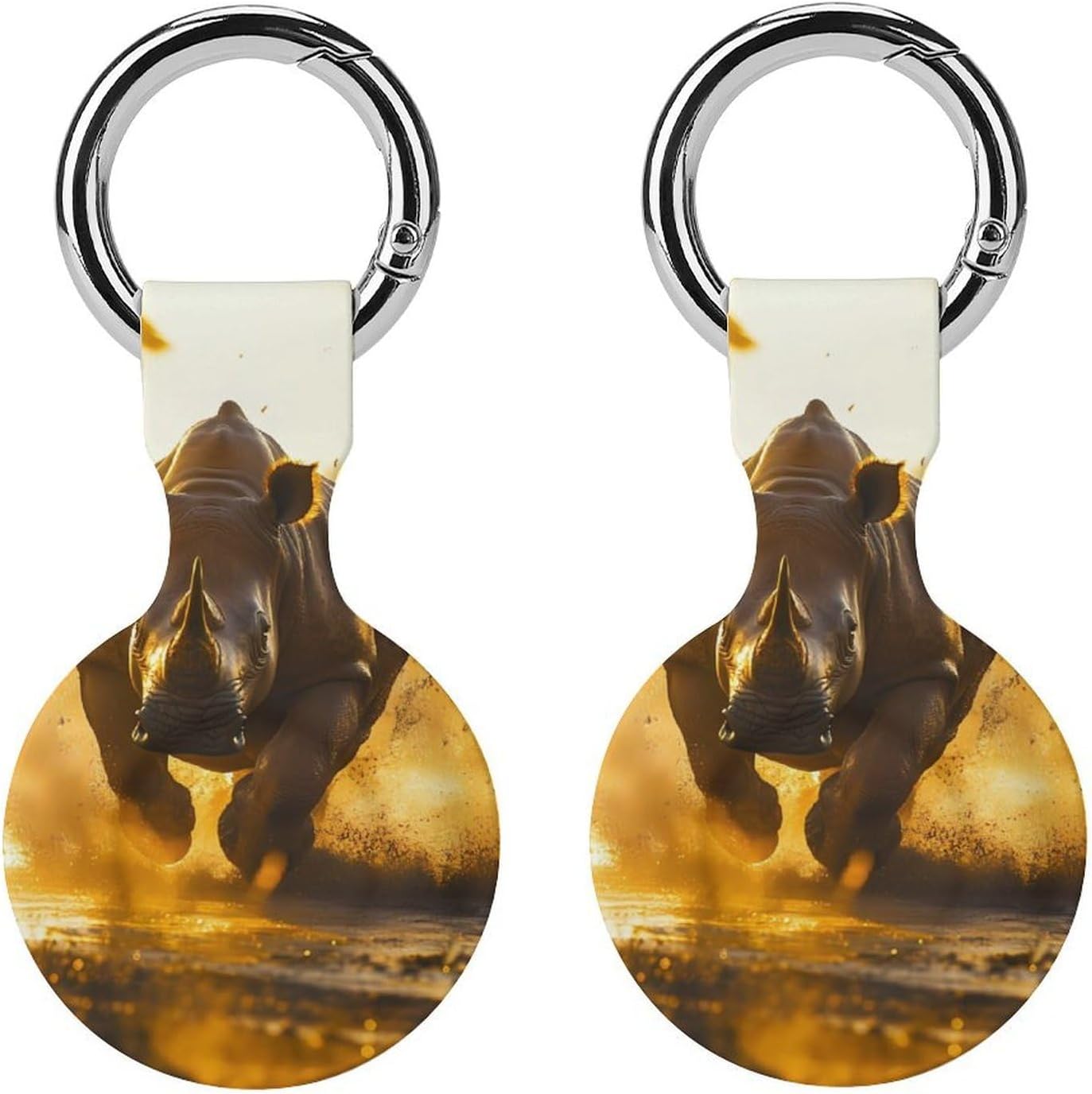 Rhino Running Funny Cover Compatible with AirTag Case Protector GPS Tracker Holder with Keychain