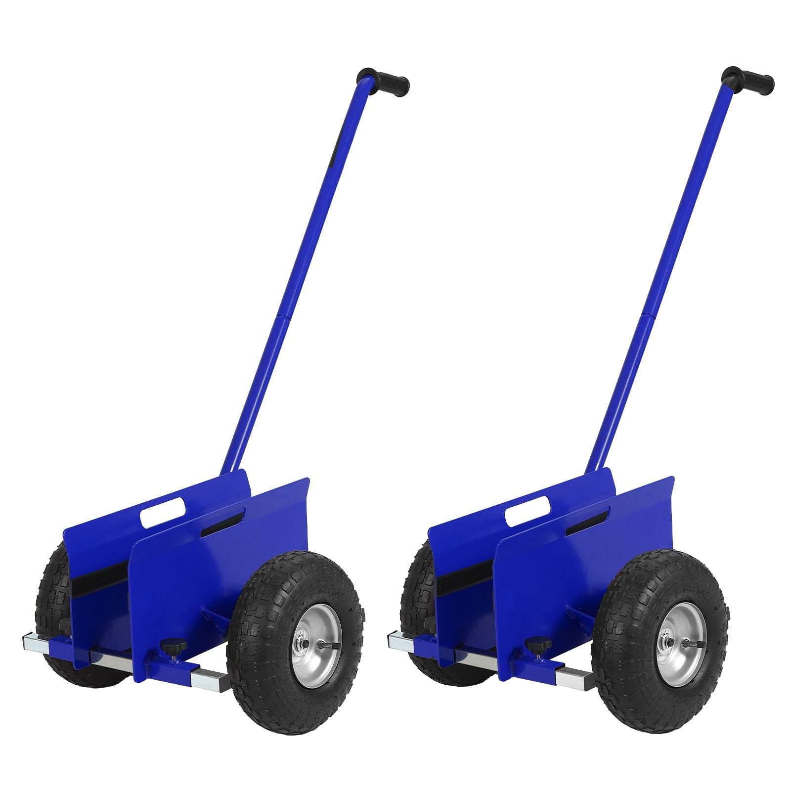 2er-Set Plattenroller/Trockenbauwagen, 300 kg Tragkraft, Stahl-Transportwagen mit verlängertem Griff, 10" Vollgummi-Räder, für Gipskarton/Sperrholz/Türen – Farbe: Blau