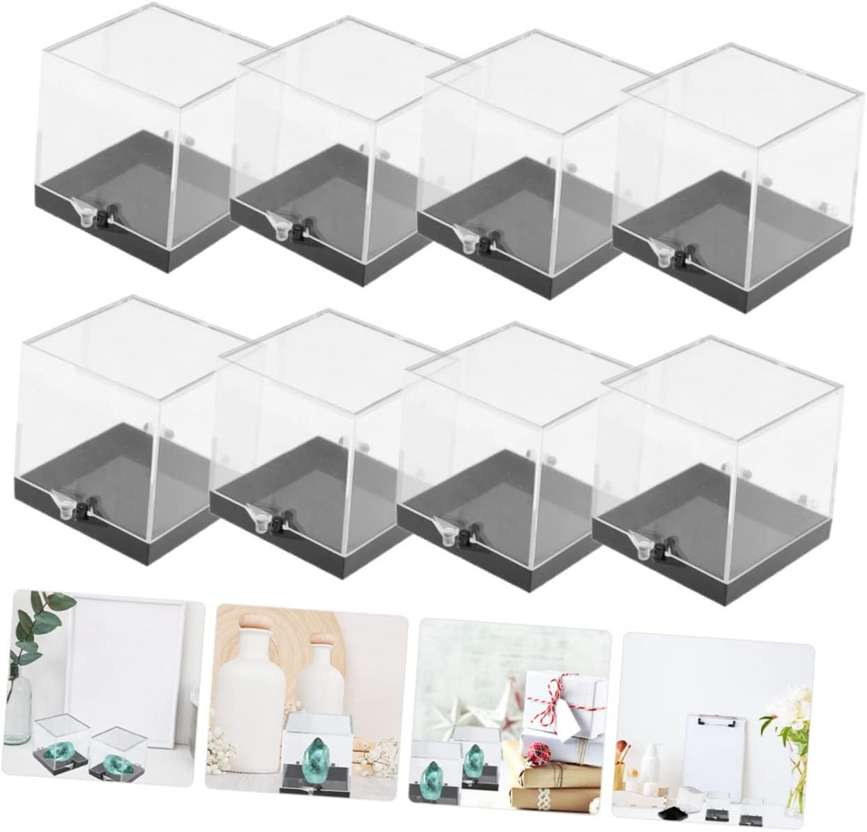 8pcs Square Storage Cases Lids Storage Boxes for Specimens Sample Display Containers