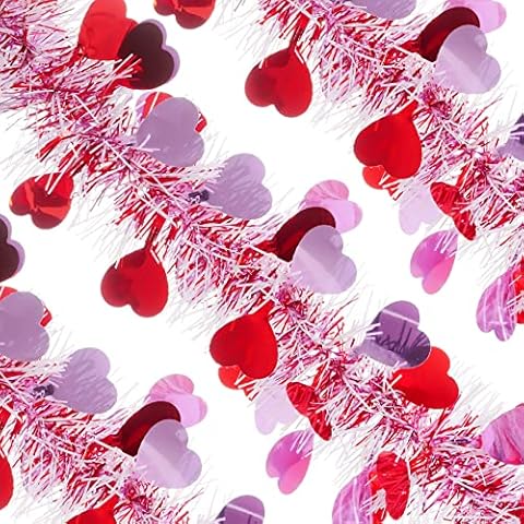 Valentinstag Muttertag Lametta Girlande Herz Rot Lametta Girlande Glänzend Hängende Metallic Lametta Girlande Cover