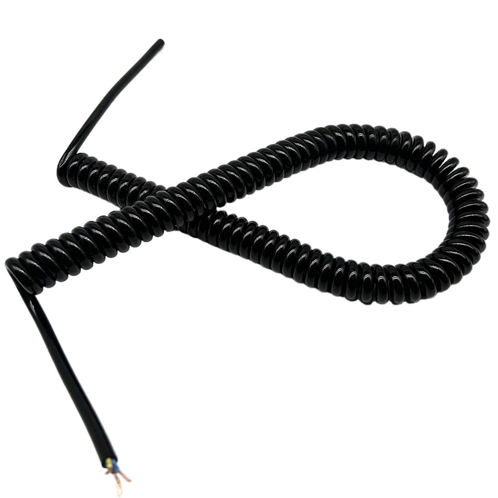 3-rdzeniowy kabel zasilający z PVC, 0,7 mm2 | 3-żyłowy, zwinięty kabel sprężynowy o średnicy 0,7 mm2, wielu rozmiarach, do instalacji stacjonarnej(Stretch 2.4 meter)