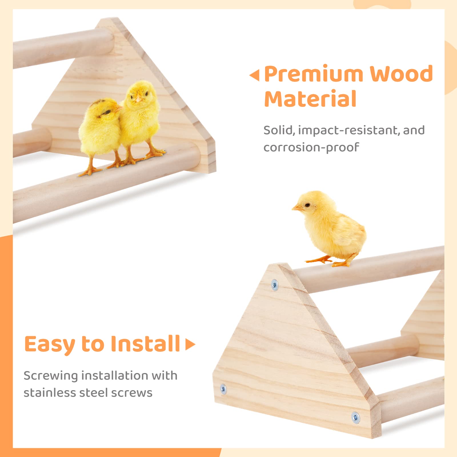 3 Holz-Küken-Sitzstangen Für Hühnerstall – Stabile Dreieck-Design, In 2 Größen