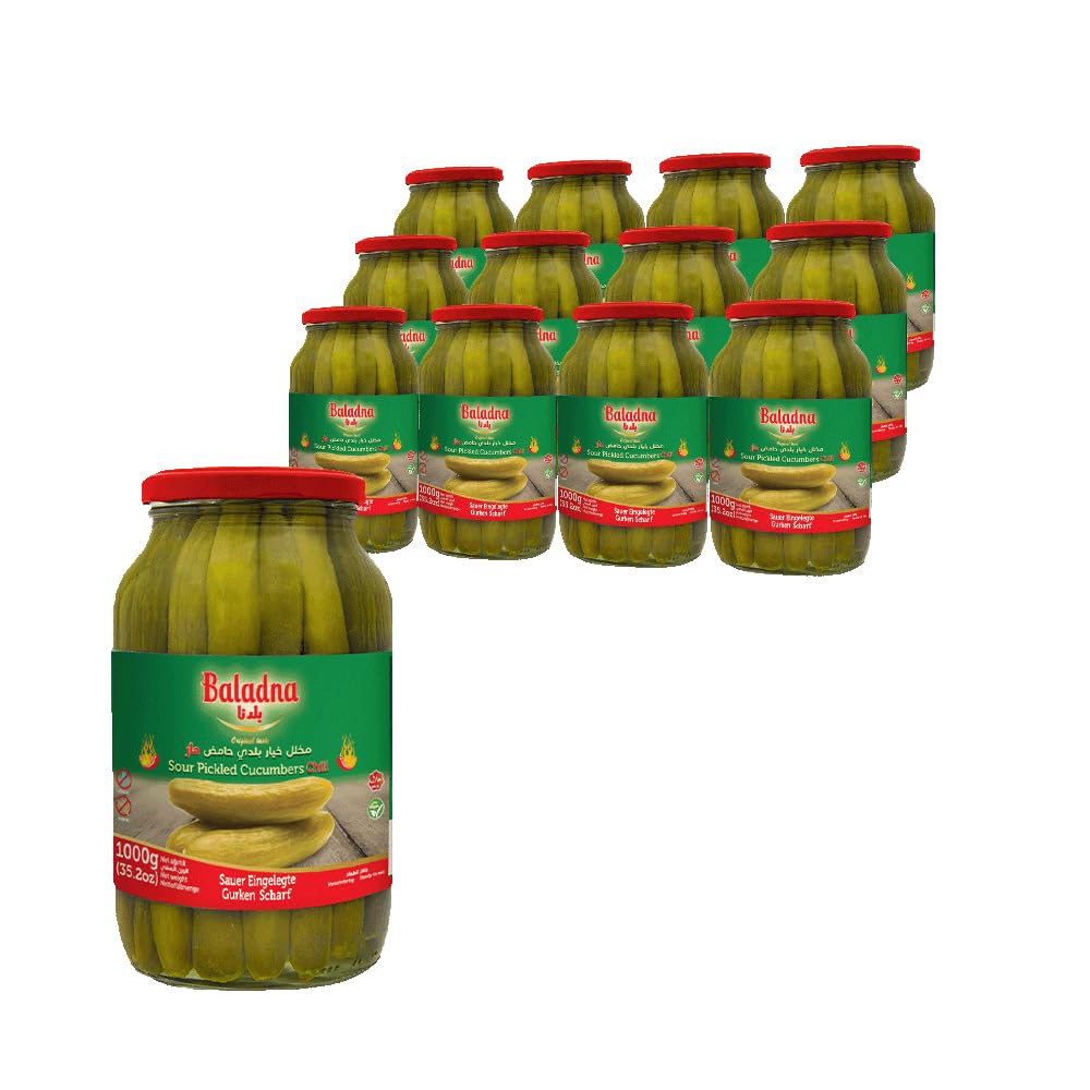 Baladna Sauer Eingelegte Gurken, scharf Halal 1000 g x 12 Pcs