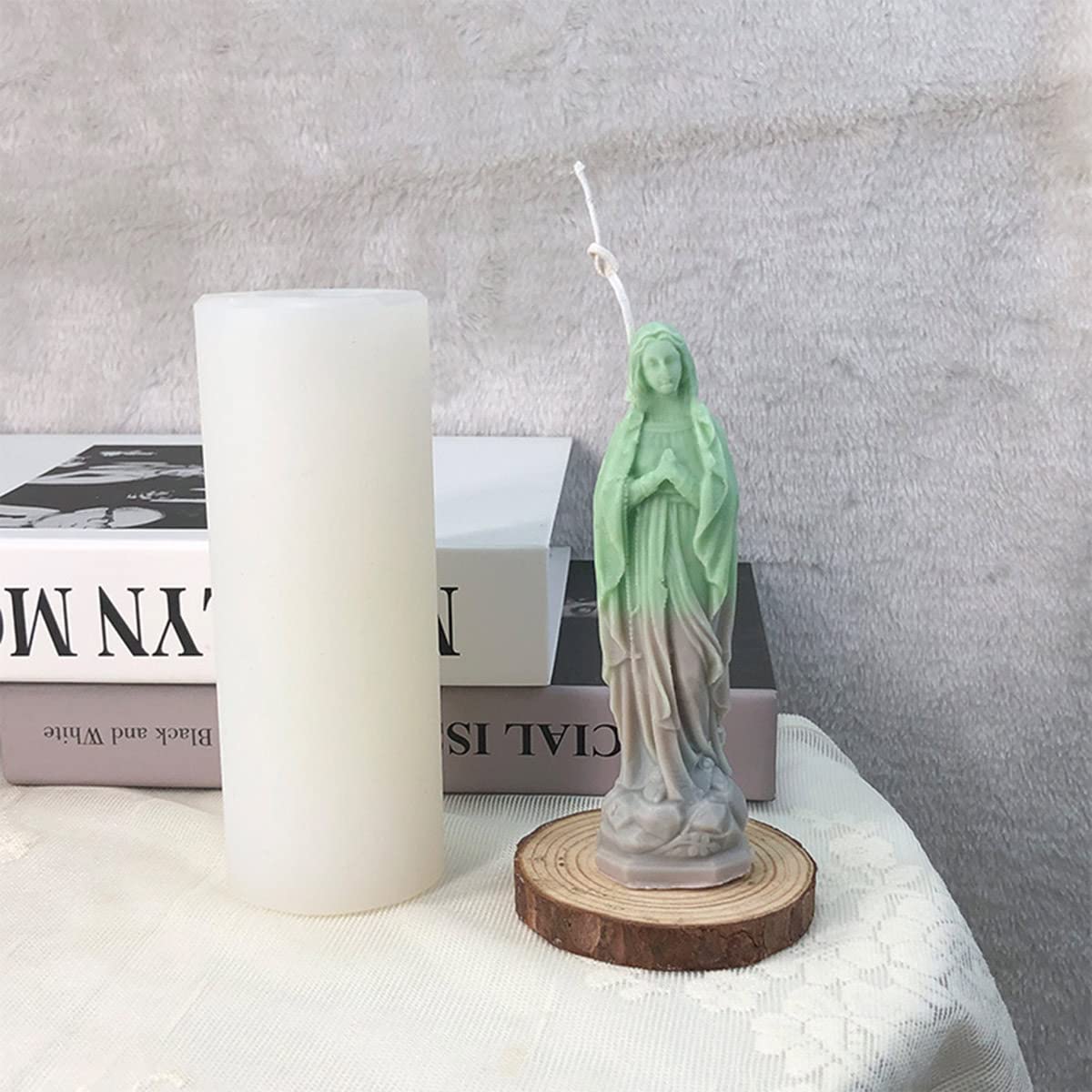 Stampo Candela Silicone Vergine Maria Modello Candela in Silicone Riutilizzabile per Aromaterapia Stampo per Fare Candele, Cioccolato, Sapone,Stampo per Candele Fai da Te Casa Decorare