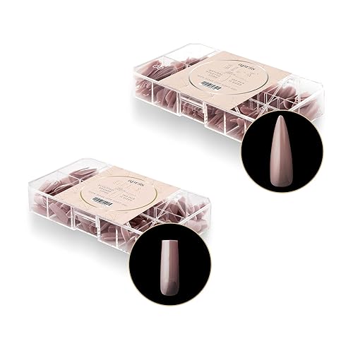 Apres Nail Neutrals Gel-X Mia - Paquete de puntas largas cuadradas largas y esculpidas Incluye 300 puntas Gel-X Calidad premium 11 tamaños 00-9