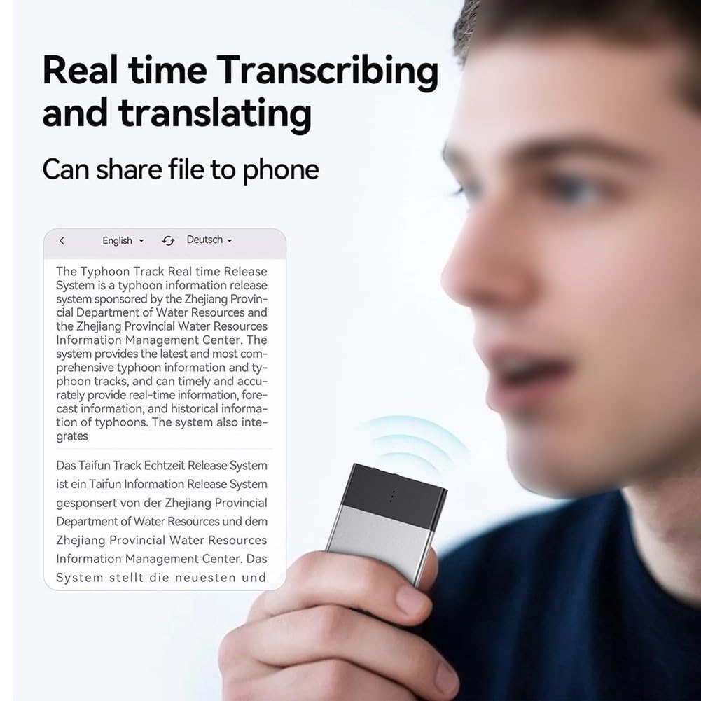 Registratore vocale intelligente AI con 108 lingue, conversione del testo in tempo reale, compatto per compagno per studenti (32 GB)