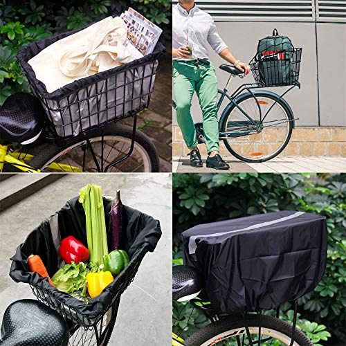 Hoobbii Rear Bike Basket, Waterproof Metal Wire Bicycle Basket with Adjustable Cargo Net and Waterproof Rainproof Cover… - Image 4