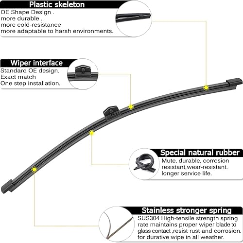 Miniatura 1 de AUTOBOO Limpiaparabrisas de 24 + 20 pulgadas con limpiaparabrisas trasero de 13 pulgadas de repuesto para Audi Q5 2009-2017, SQ5 2014-2017, RS Q3