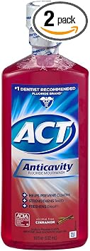 Act Anticavity Fluoride Mouthwash Cinnamon - 18 oz, Pack of 2