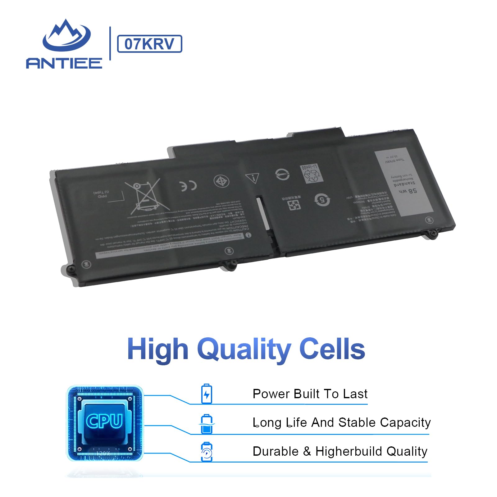 Batterie 58Wh 4 Cellules Pour Dell Latitude 5430/5530/5330 Et Precision 3570 - Compatible Référence 07KRV
