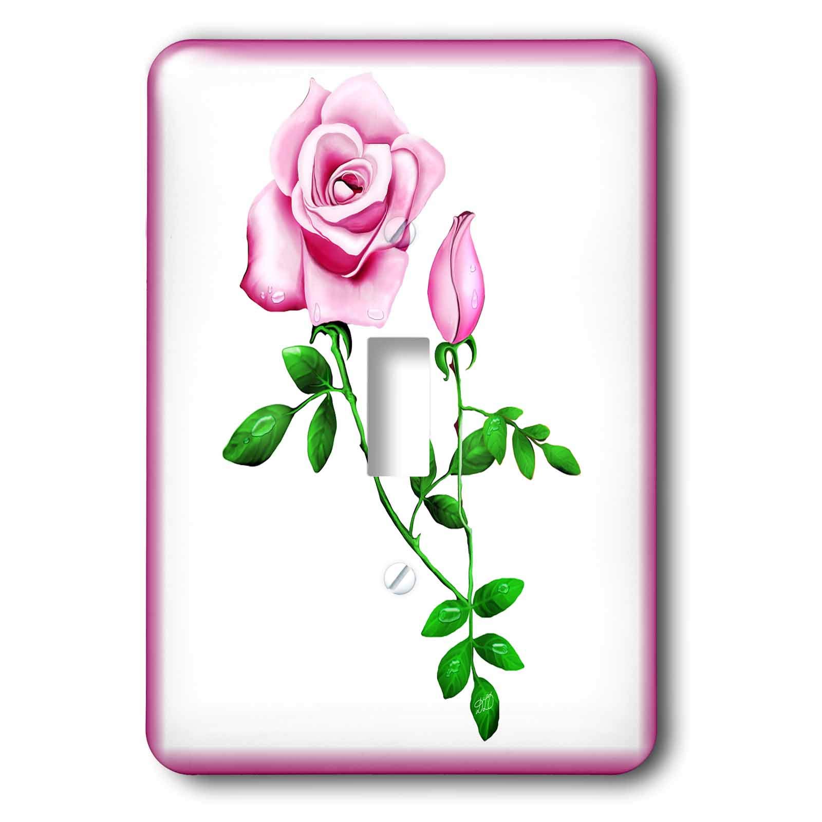 Interruptor de palanca individual con estampado de rosa rosa decorativo para pared blanca