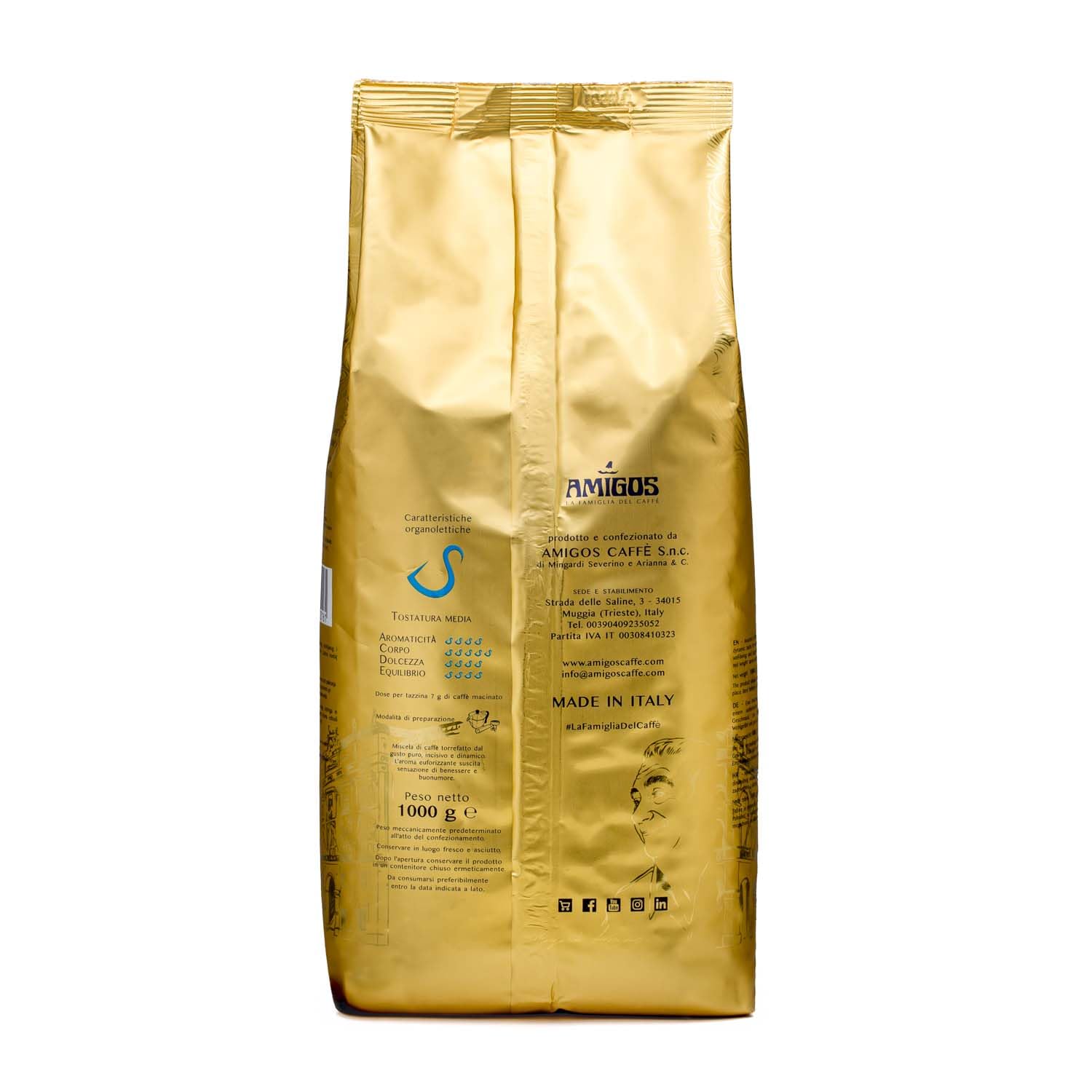 Amigos Coffee - Kawa ziarna Premium IL MINGARDI S - 6 opakowań po 1000g