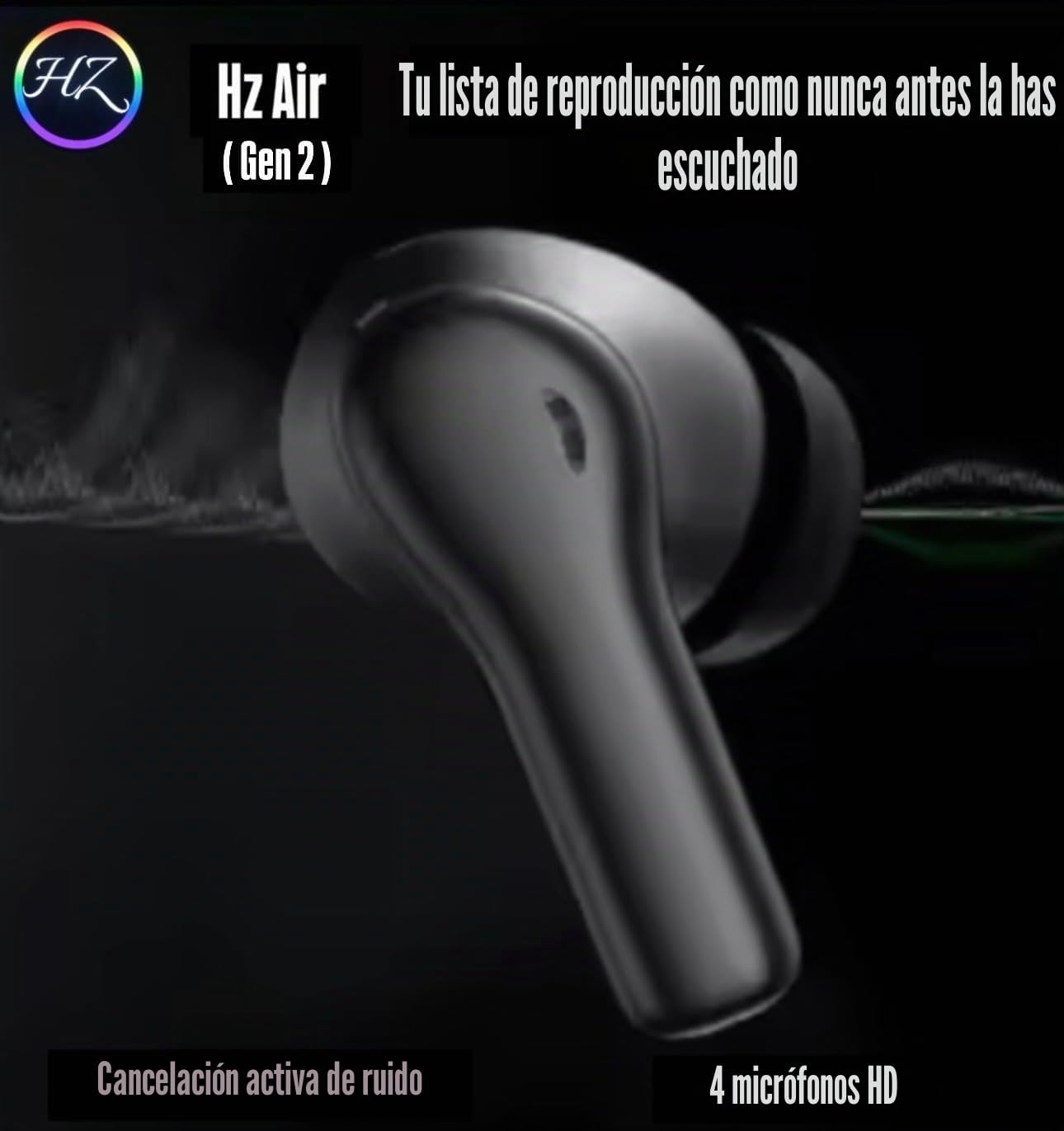 HZ Air (Gen2) Auriculares Inalámbricos con Cancelación Activa de Ruido (ANC),Driver de 13mm,Modo Transparencia, Bluetooth 5.4,Micrófono HD y Estuche de Carga Rápida (Blanco)