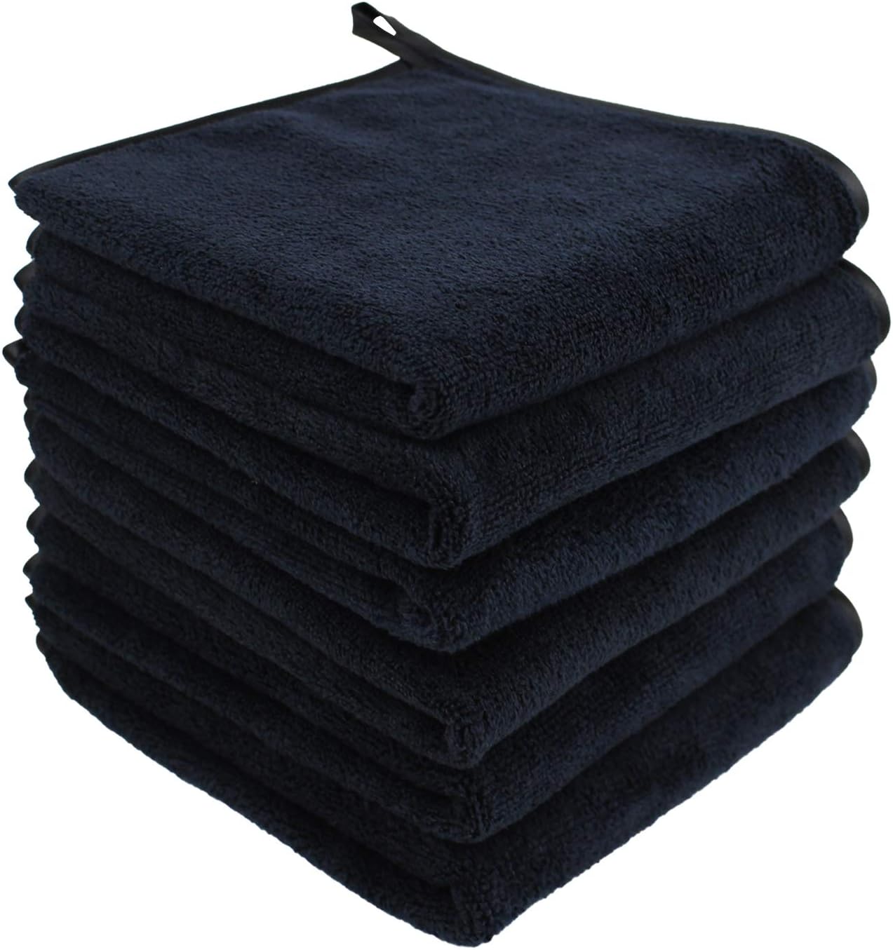 HIDMD Microfibre Face Cloth Makeup Remover Cloth Facial Washcloths Face Cleaning Towels For Eye Face Exfoliating Bath 30CM X 30CM 6 PACK Black