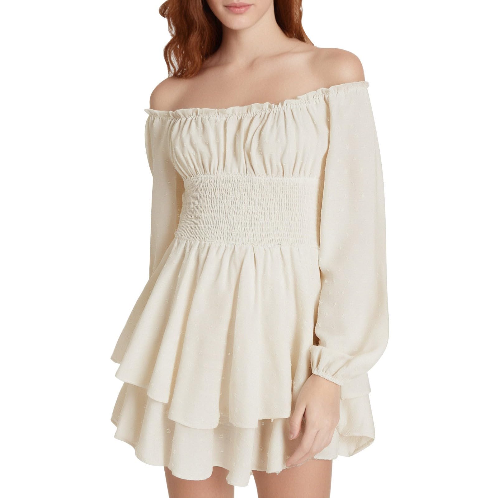 Pirate Costume Women White Dress Corset Mini Dress Puff Sleeve Off Shoulder Corset Romper Dresses Flowy Layered Jumpsuit Playsuits