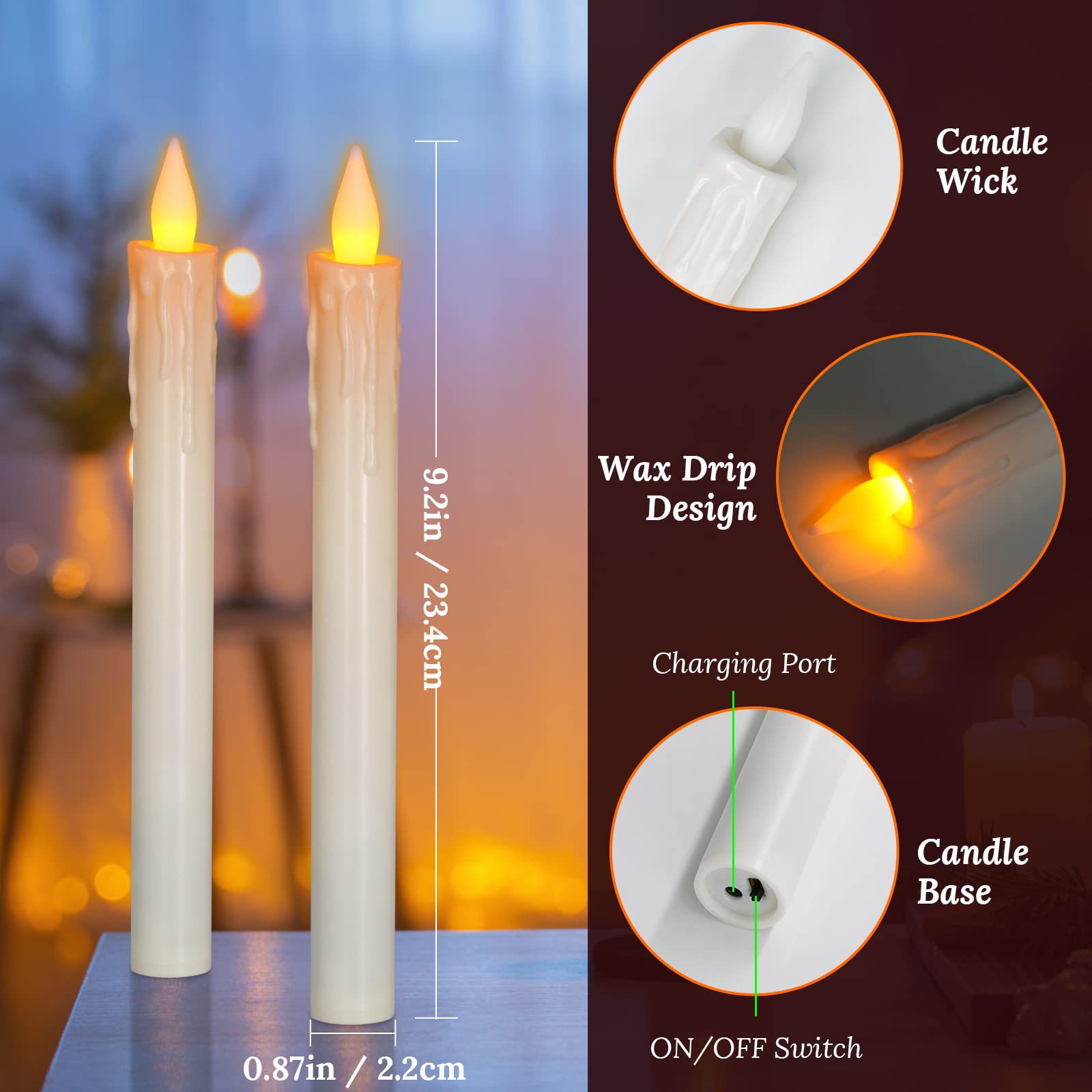 3 Velas LED De Corteza De Abedul - Cera Real, Con Mando A Distancia, Temporizador, Sin Llama, Para Navidad Y Halloween