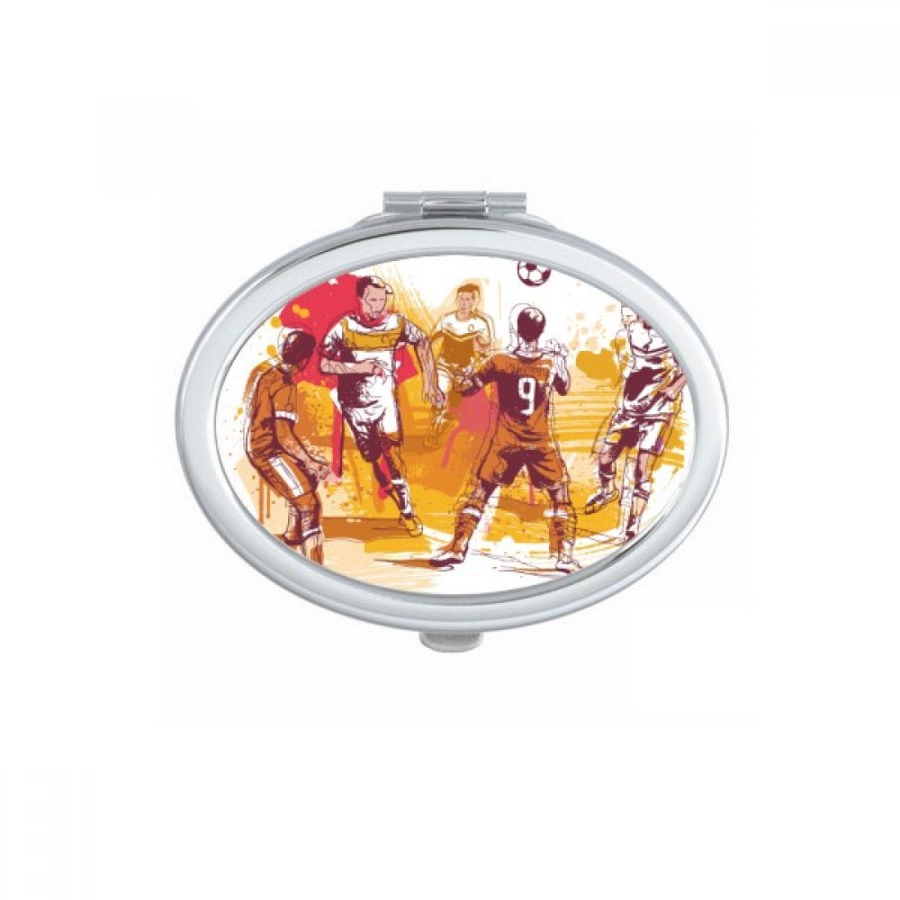 Miroir de poche Brésil football oval compact et mignon pour retouches maquillage