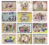 Alice in Wonderland Postcards Series 3 (12-Pack)-Unique Note Card Bulks Assorted Pack – Cool Giveaways for Kids, Adults, Boys,Girls ,Women– Great Greeting Cards Collection Set