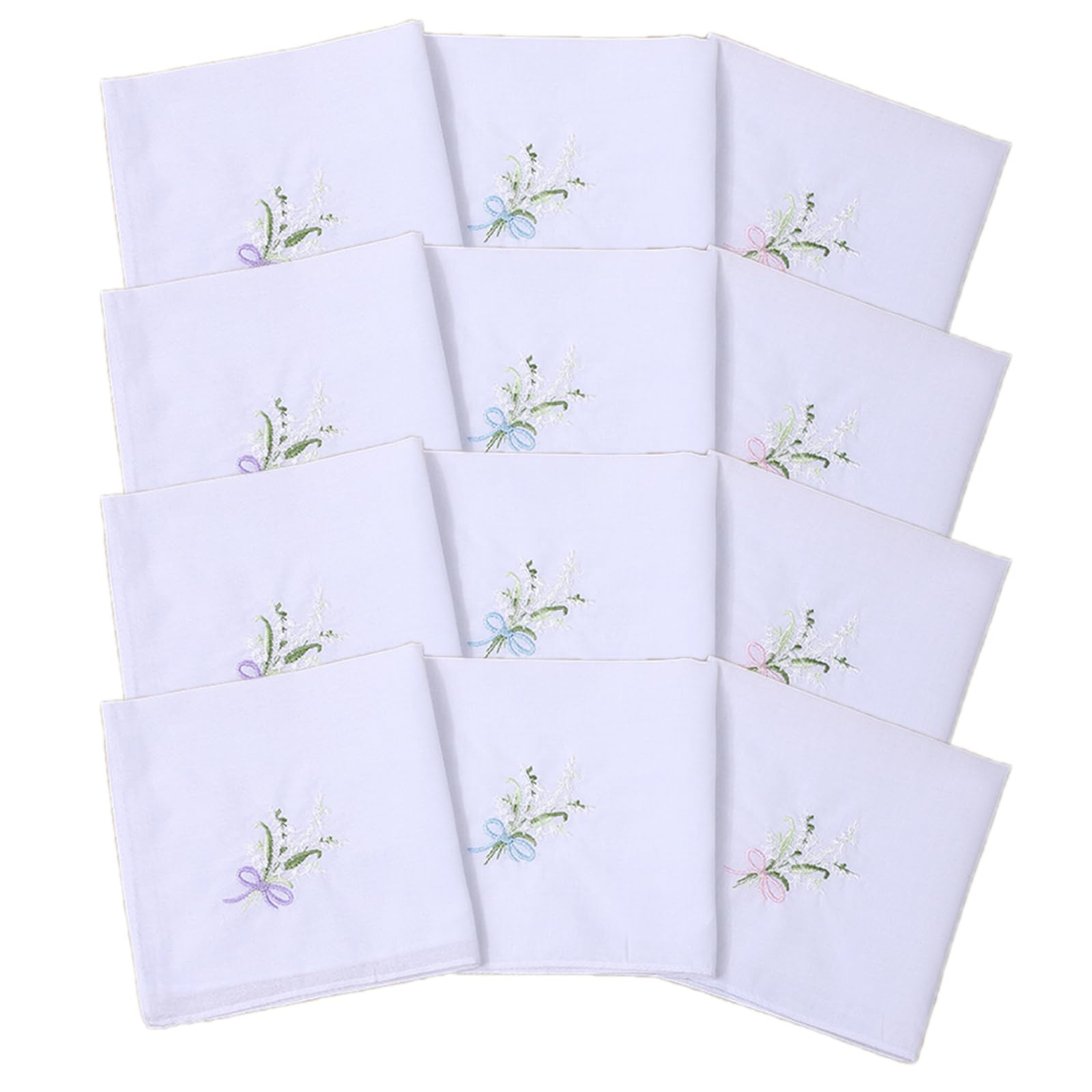 Fentency 12pcs Embroidered Handkerchiefs Pocket Squares Soft Comfortable Hankerchiefs for Daily Use