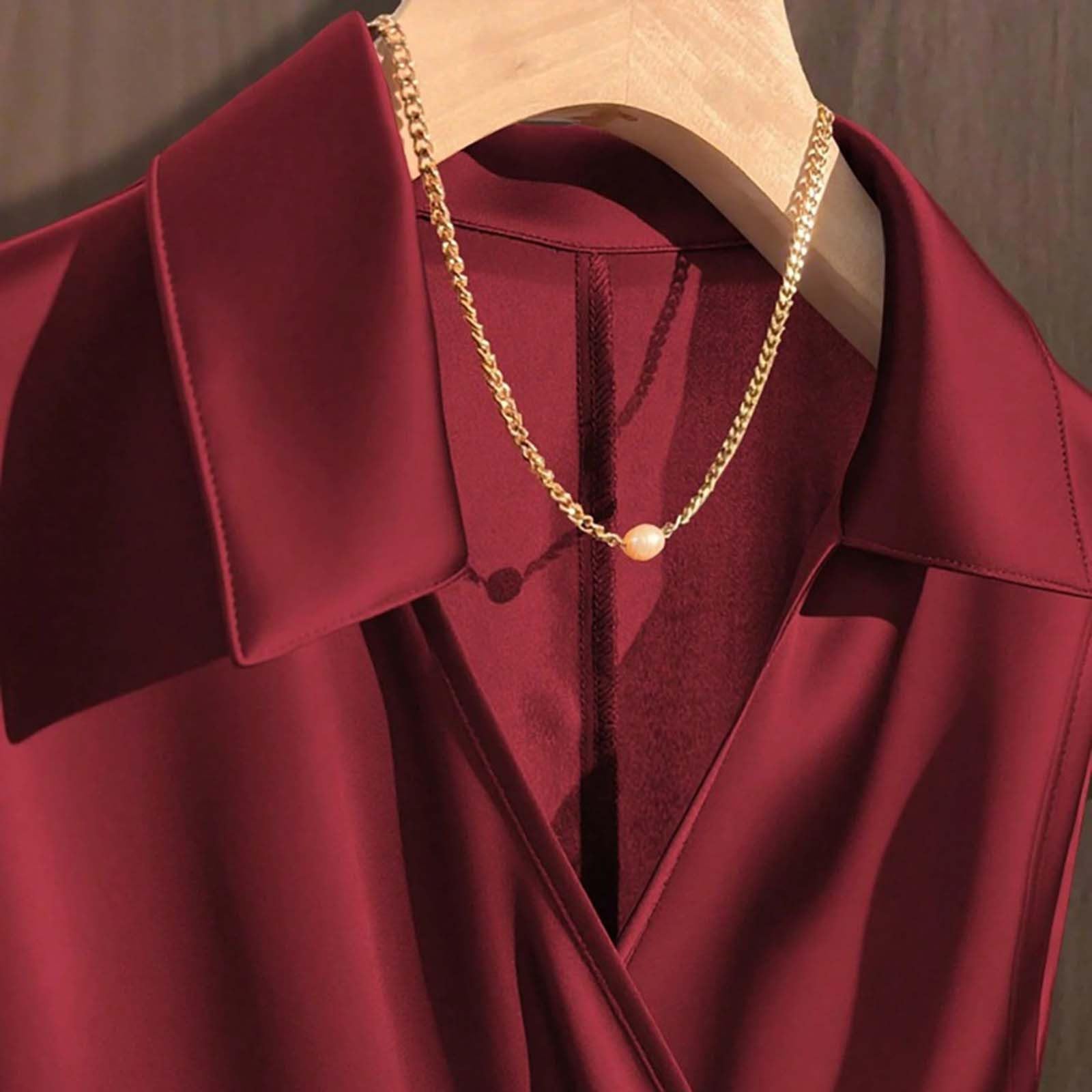 Womens V Neck Satin Blouse Wrap Tie Side Sleeveless Shirt Spring Summer Elegant Business Casual Tops 2026 — view 6
