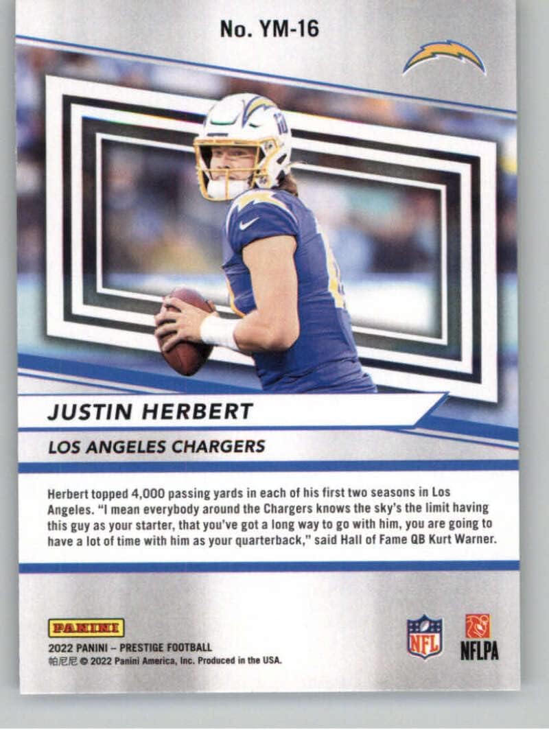 2022 Panini Prestige Youth Movement #16 Justin Herbert Los Angeles Chargers NFL Football Trading Card image 2
