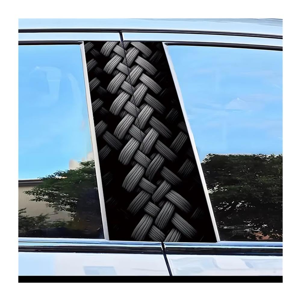 Bertdcx One Color Car B-Pillar Stickers Braided Pattern Polyethylene Protective Film Auto Parts