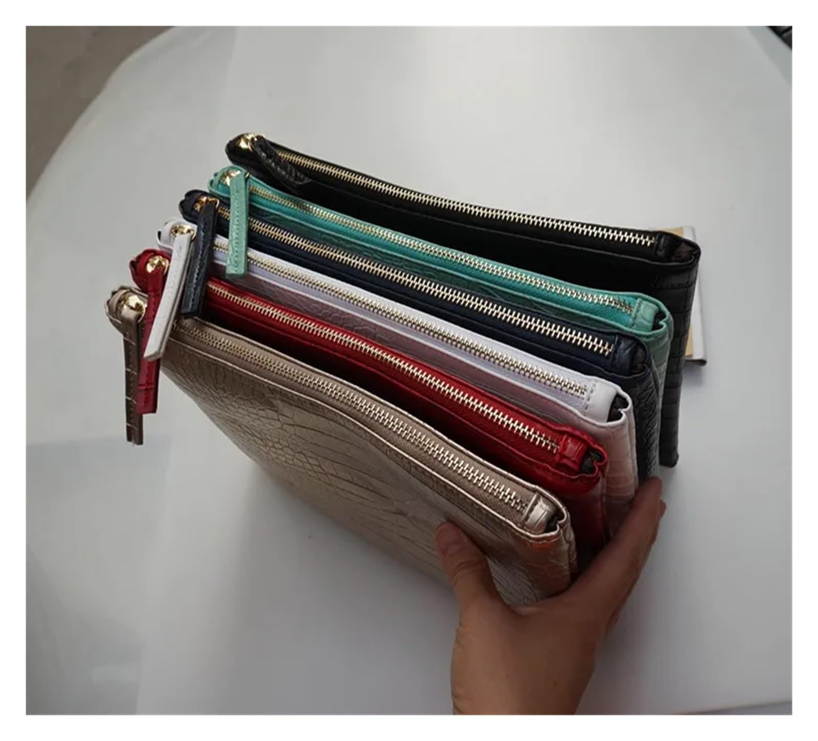 Pochette A Busta da Donna Borsa a Mano da Donna in Coccodrillo, Pochette da Sera, Grande, in Pelle PU, Alligatore, Porta Telefono Borse da Sera Pochette(Chocolate)