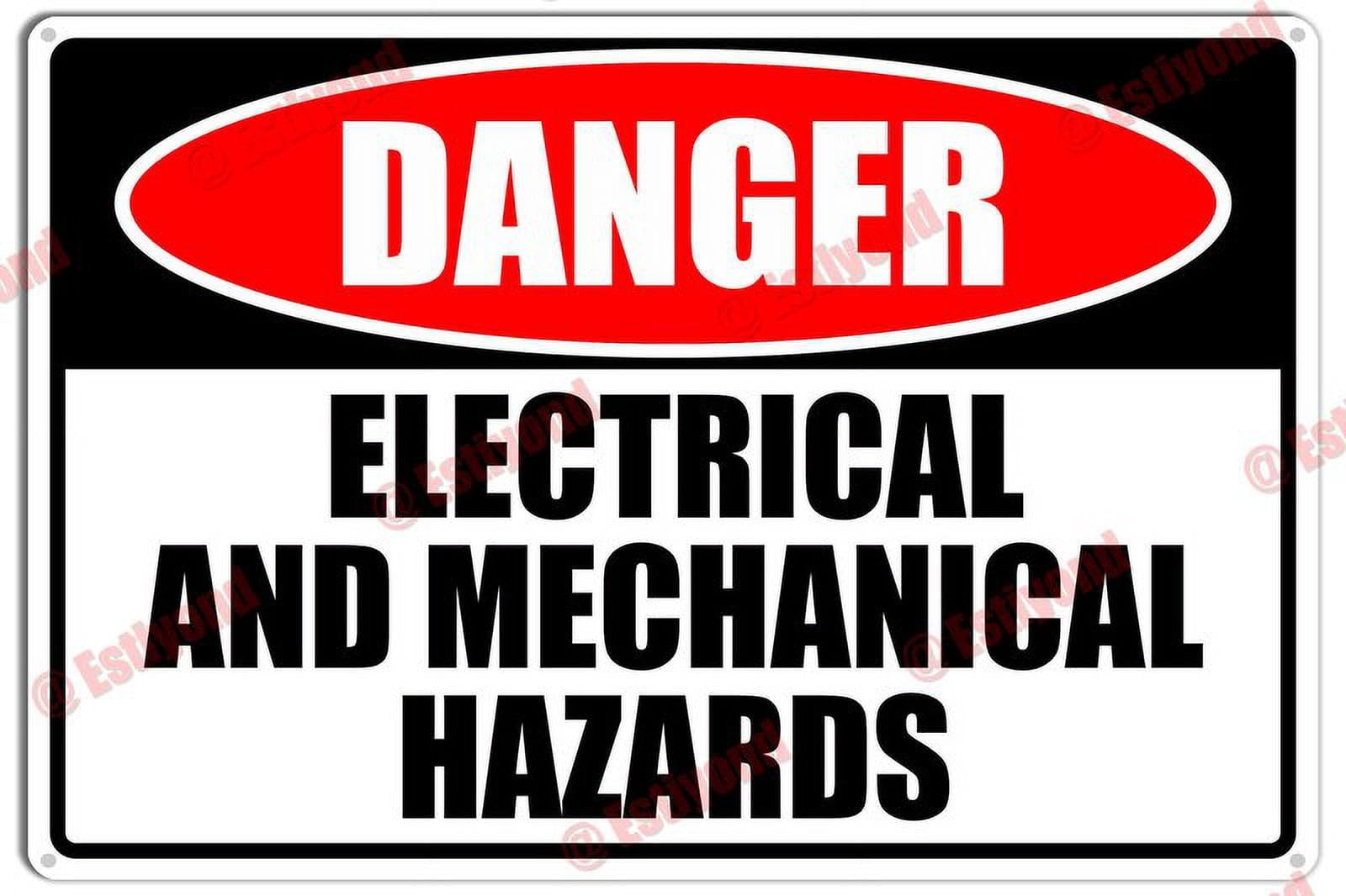 peiyeety Electrical and Mechanical Hazards Caution Warning Notice Aluminum Metal Sign 12x16 Inches