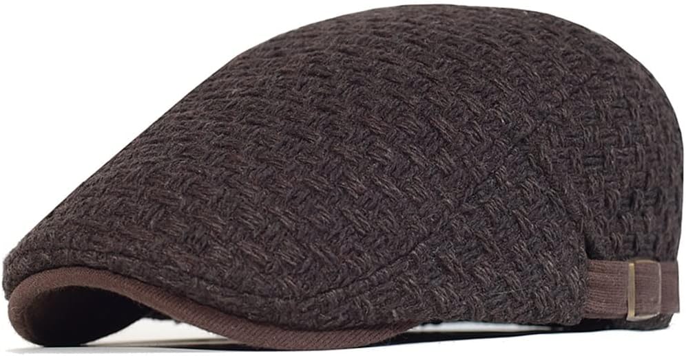 Men's Thick Warm Newsboy Caps Winter Knit Flat Hats Fashion Casual Beret Cap Golf Adjustable Driving Hat