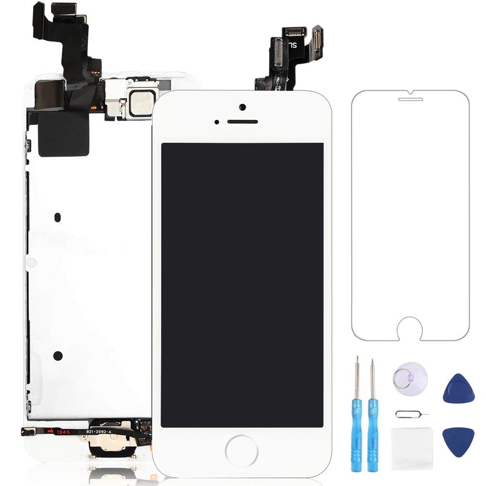 Amazon Com Screen Replacement For Iphone 5s White Lcd Display 3d Touch Digitizer Frame Assembly Full Repair Kit With Home Button Proximity Sensor Ear Speaker Front Camera Screen Protector Repair Tools Electronics