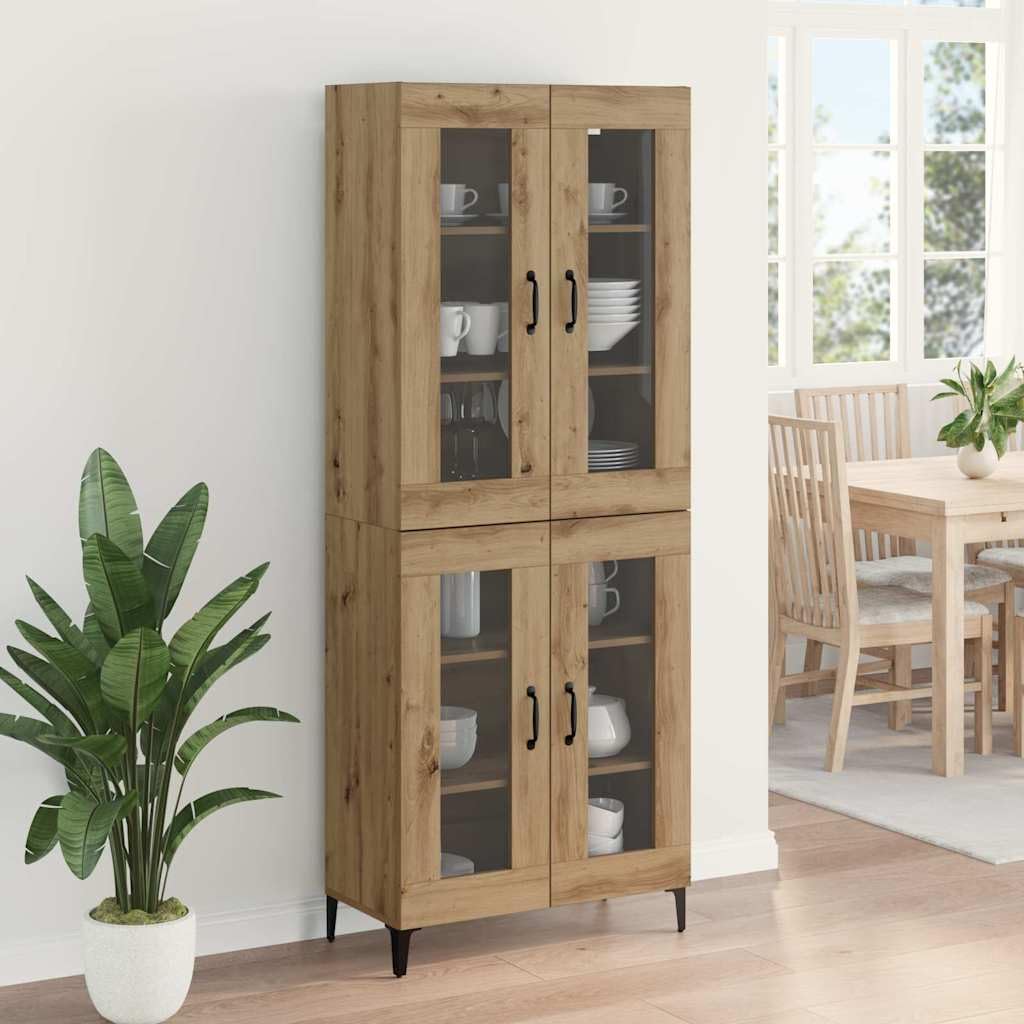 Sideboard Eiche Handwerk Wand 69,5 x 34 x 180 cm mit 4 Böden und 2 Regalen