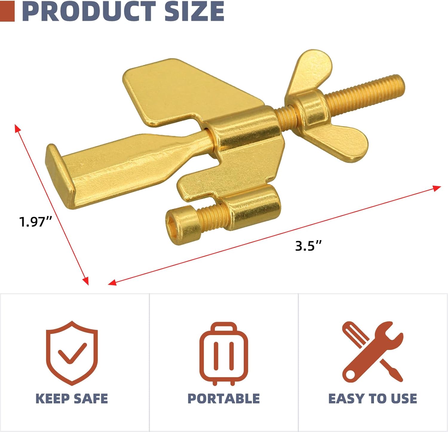 1 PCS Upgraded Portable Door Lock,Home Security Door Locker Travel Lockdown Locks for Additional Safety and Privacy Protion for Home Hotel School Apartment (Gold) 1 pcs Gold Upgraded Portable Door Lock image 2 of 6 B0CFXHSZ53