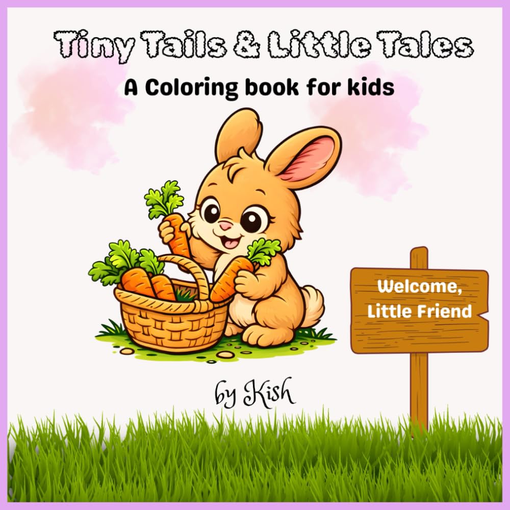 Tiny Tails & Little Tales: Fun Coloring Book for Kids Ages 3-6 with Cute Baby Animals