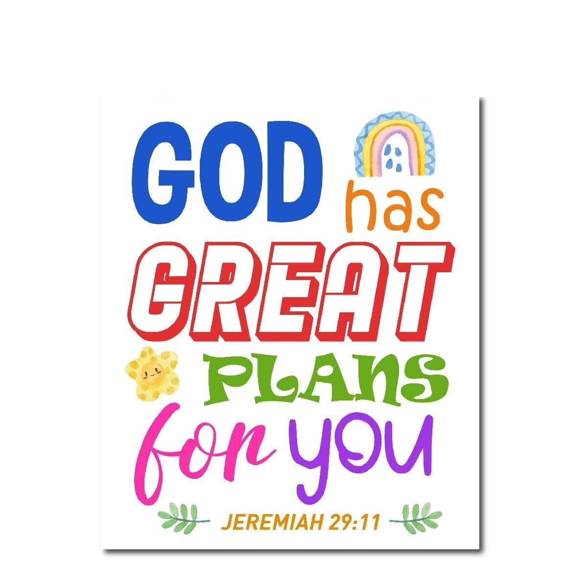 KCDFDVJFBM Personalized Faith Decor for - God Has Great Plans For You Jeremiah 29:11 Wooden Sign, Christian Wall-Art for Nursery & 's Room​(Framed,16x24inch(40x60cm))