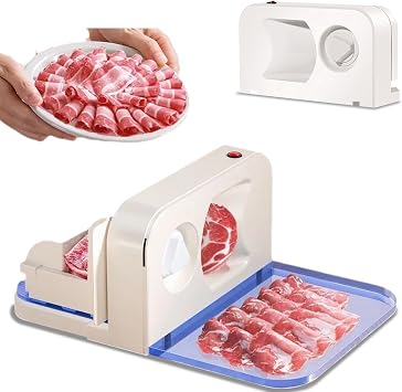 Electric Meat Slicer for Home, 150W Multifunctional Foldable Meat Slicer Machine, 165mm Alloy Steel Blade Diameter, Adjustable Thickness 1-15mm, Removable Food Slicer for Deli, Meat, Cheese, Bread