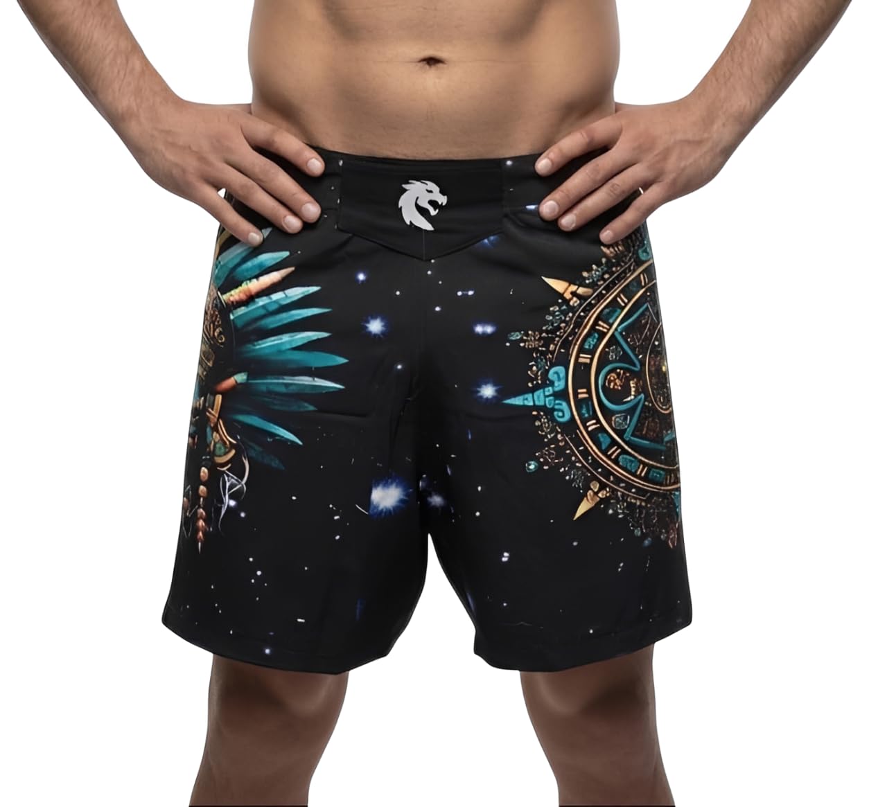 Draken Aztec Theme MMA Shorts for Men – Muay Thai Fight Shorts, UFC Kickboxing Training Shorts, BJJ Grappling Gym Workout Combat Sports Shorts-image-30
