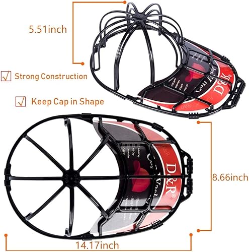 Miniatura 10 de Der Rose Paquete de 2 arandelas de gorras de béisbol para lavadora, jaula de marco de arandela de gorras, protector de sombrero para gorras de