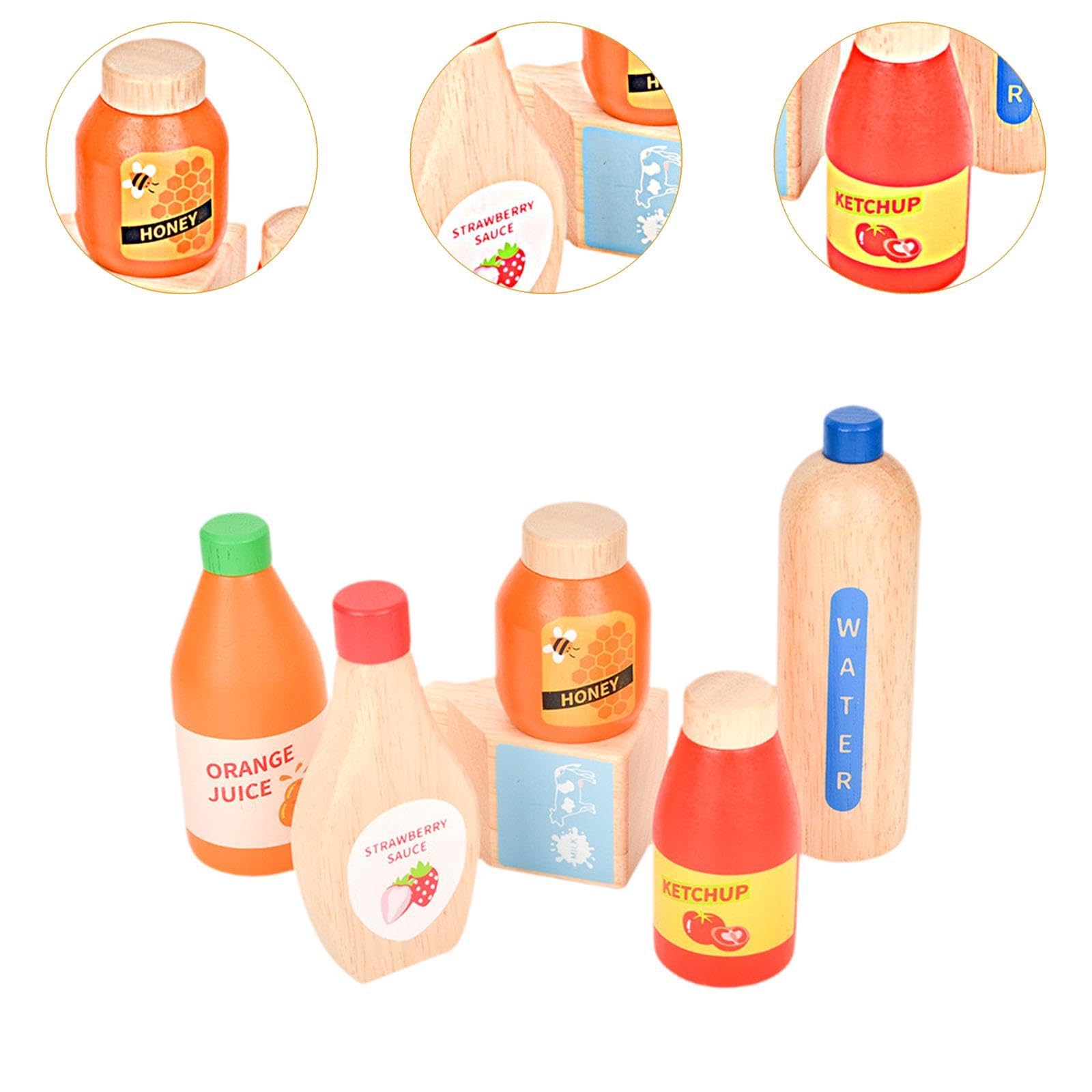 Ensemble de Petits Jouets en Bois Représentant des Aliments et des Boissons, Idéal pour Les Jeux D'imitation des Enfants (garçons et Filles).